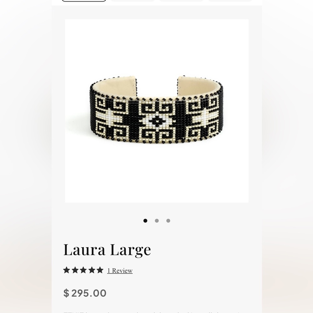 ETKIE Black and White Beaded Cuff Bracelet